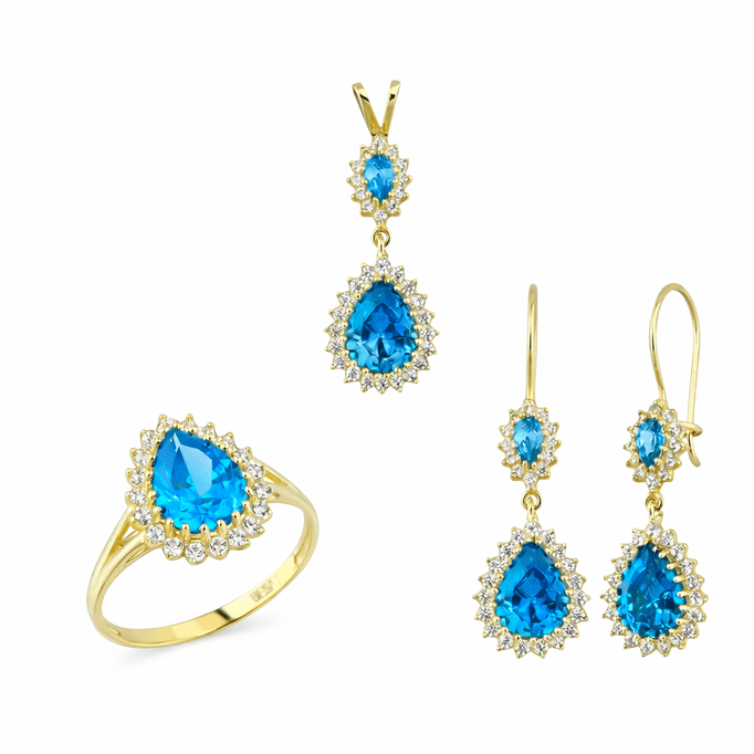 Altın Üçlü Takım Damla Mavi