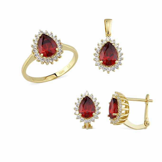 Altın Damla Bordo Üçlü Takım