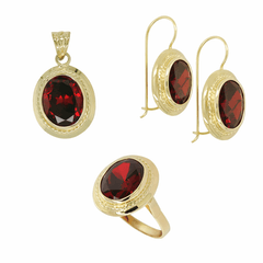 Renkli Taşlı Takım Hasır Desen Bordo