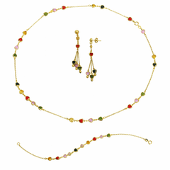 Renkli Kalp Taşlı Takım