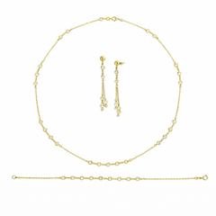 Beyaz Taşlı Kolye Küpe Bileklik Takım