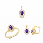 Altın Mor Oval Taşlı Üçlü Takım