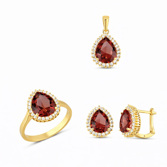 Sultanite Taş Damla Altın Takım