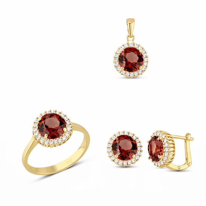 Sultanite Taşlı Yuvarlak Altın Takım