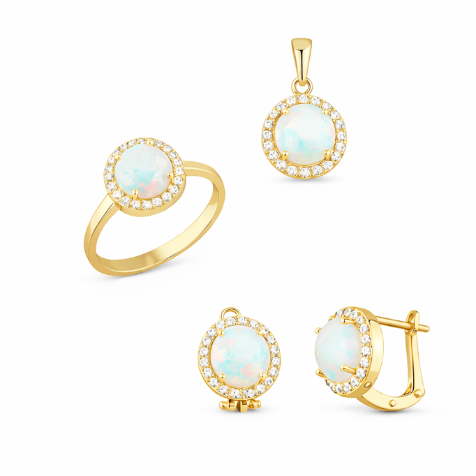 Yeni Opal Taşlı Altın Takım