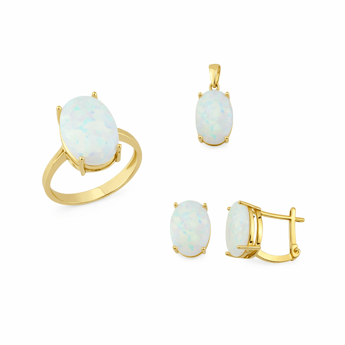 Opal Taşlı Altın Takım