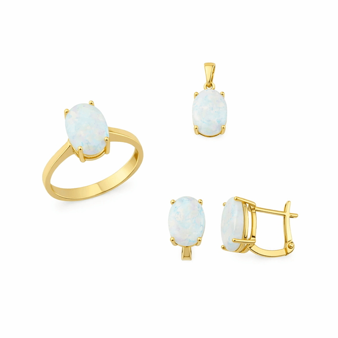 Üçlü Opal Altın Takım
