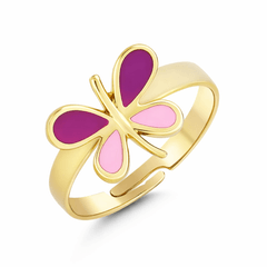 Pembe Mor Kelebek Çocuk Yüzük