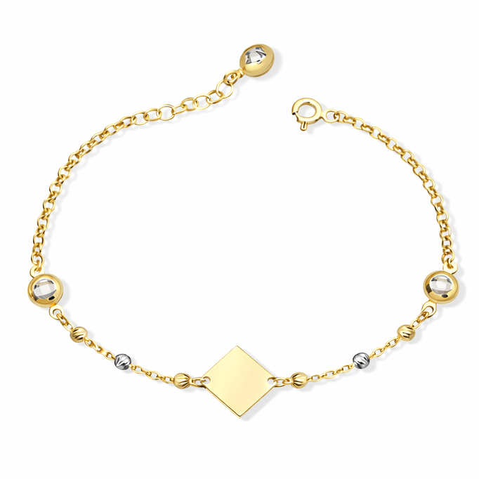 Altın Bileklik Kare Plakalı