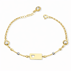 Altın Bileklik Kalp Plaka