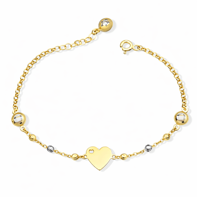 Kalp Altın Top Altın Bileklik