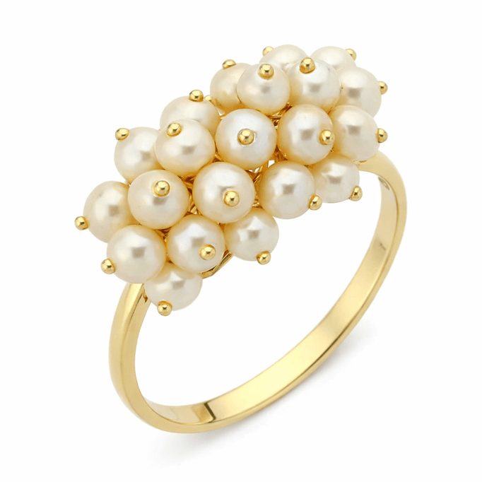 Üzüm Salkımı İncili Altın Yüzük