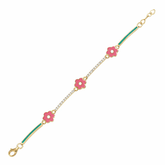 Pembe  3 Papatya Çocuk Bilekliği