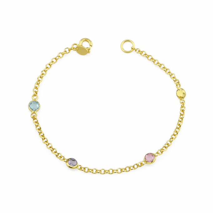 Renkli Zirkon Boncuklu Altın Künye