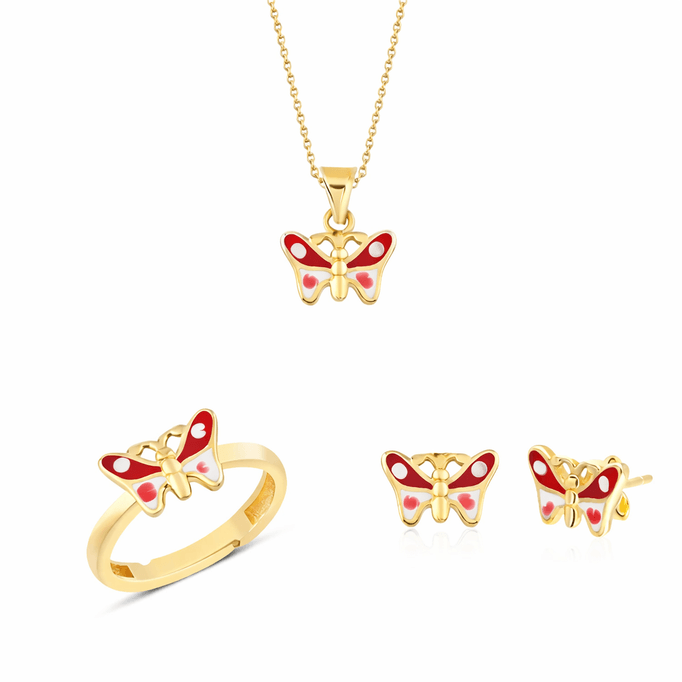 Altın Mineli Çocuk Takımı Kelebek Kırmızı
