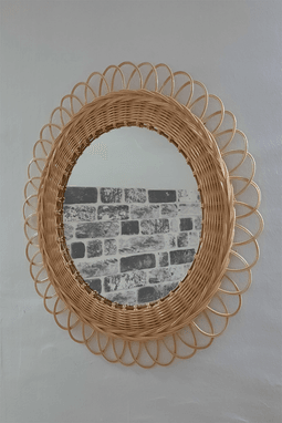 Bambu Duvar Aynası - Dış çapı 58cm x iç çapı 35cm .