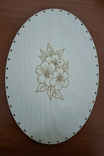Oval Tepsi Tabanı Çiçek Desenli( 38cm X 28cm )