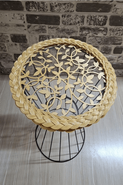 BAMBU-RATTAN RETRO AHŞAP DESENLİ SEHPA