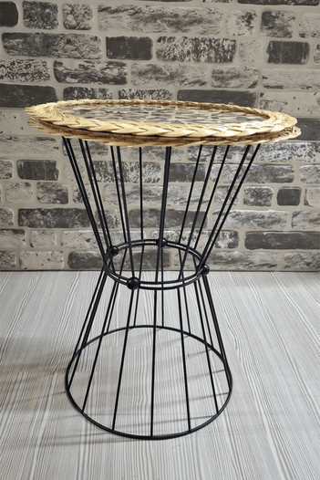 BAMBU-RATTAN RETRO AHŞAP DESENLİ SEHPA