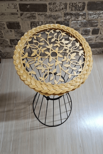 BAMBU-RATTAN RETRO AHŞAP DESENLİ SEHPA