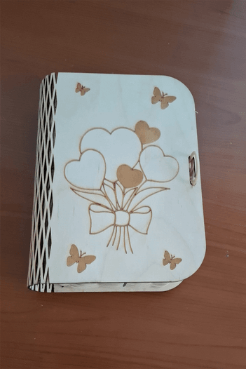 Ahşap Kalpli Hediye Kutusu Tabanı ( 36X21 cm )