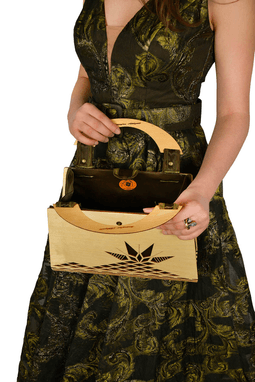 Miss Moray Özel Tasarım Biyeli Yeşil El Çantası ( Huş Ağacı )-SNYPLYWOODSP9