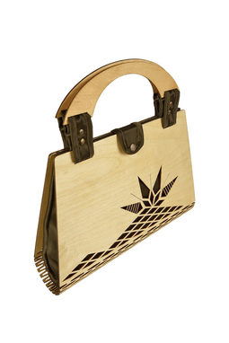 Miss Moray Özel Tasarım Biyeli Yeşil El Çantası ( Huş Ağacı )-SNYPLYWOODSP9