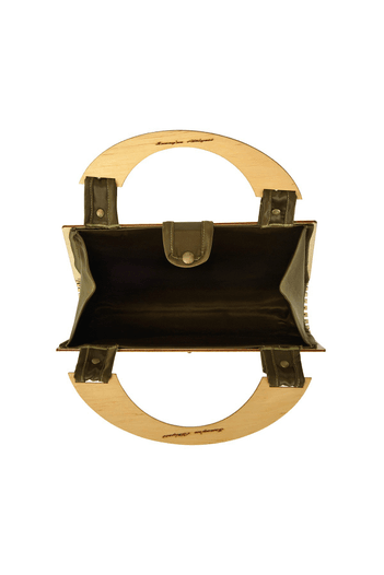 Miss Moray Özel Tasarım Biyeli Yeşil El Çantası ( Huş Ağacı )-SNYPLYWOODSP9