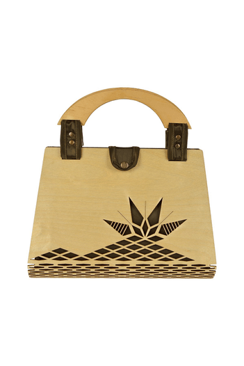 Miss Moray Özel Tasarım Biyeli Yeşil El Çantası ( Huş Ağacı )-SNYPLYWOODSP9