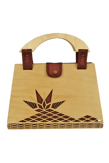 Miss Moray Özel Tasarım Biyeli Bordo El Çantası + Bir Çift Küpe ( Huş Ağaçı )-SNYPLYWOODSP5