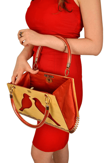 Miss Moray Özel Tasarım Nar Çiçeği El Çantası ( Huş Ağacı )-SNYPLYWOODSP2