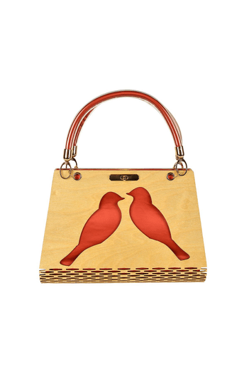Miss Moray Özel Tasarım Nar Çiçeği El Çantası ( Huş Ağacı )-SNYPLYWOODSP2