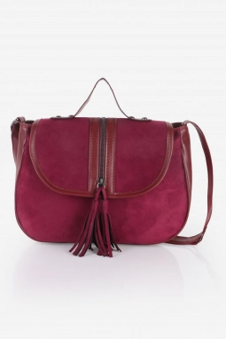 Siyah Süet Püsküllü Çapraz Çanta