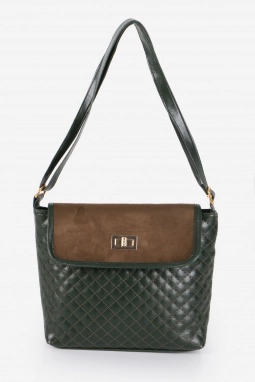 Haki Süet Kapaklı Kapitone Çapraz Çanta