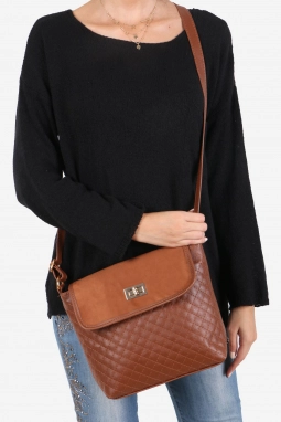 Taba Süet Kapaklı Kapitone Çapraz Çanta