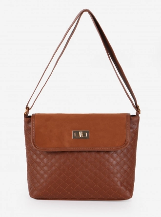 Taba Süet Kapaklı Kapitone Çapraz Çanta