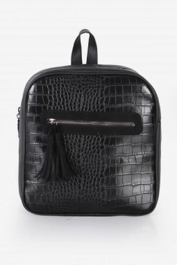 Siyah Püskül Fermuarlı Sırt Çantası