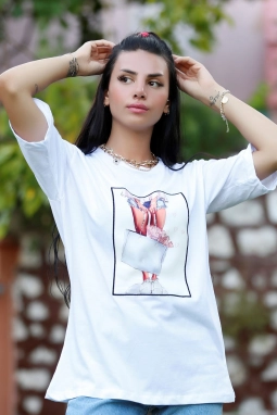 Baskılı Tişört Beyaz