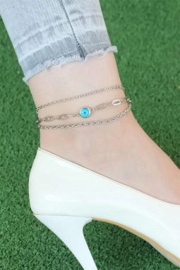 Silver Renk Zincirli Nazar Figürlü Hal Hal