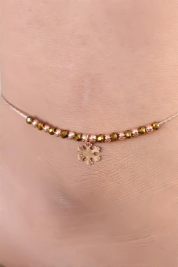 Hardal Renk Miyuki Taşlı Kar Taneli Figürlü Metal Hal Hal