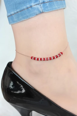 Bordo Miyuki Taşlı Hal Hal 