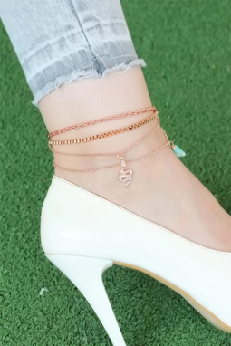 Rose Renk Zincirli Yılan Figürlü Hal Hal