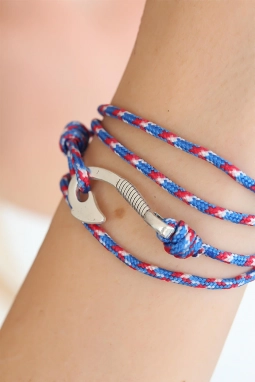 Karışık Desenli Gümüş Renk Kancalı Bayan Çoklu Bileklik