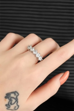5 Taş Silver Renk Bayan Ayarlamlı Yüzük
