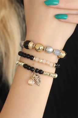 Siyah Boncuklu Bayan Bileklik
