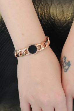 Rose Zincirli Çelik Bayan Bileklik 