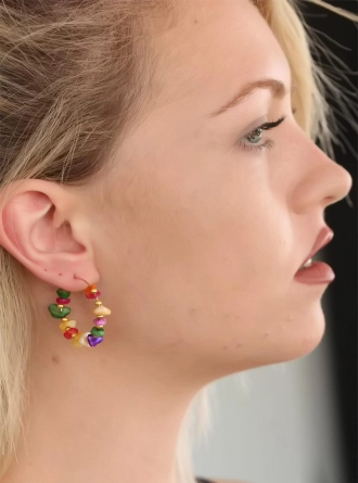 Renkli Taşlı Bayan Küpe 