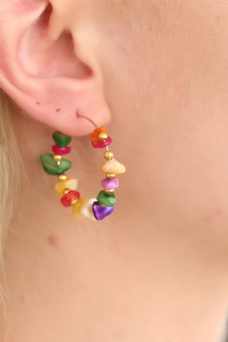 Renkli Taşlı Bayan Küpe 