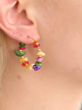 Renkli Taşlı Bayan Küpe 