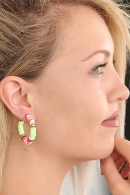 Neon Taşlı Bayan Küpe